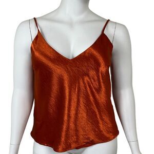 Chloe Kristyn Womens Size L Camille Orange Satin Pullover Cami NEW Camisole Top